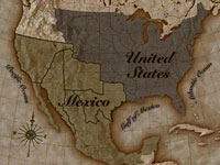 Map of the U.S. and Mexico before the war